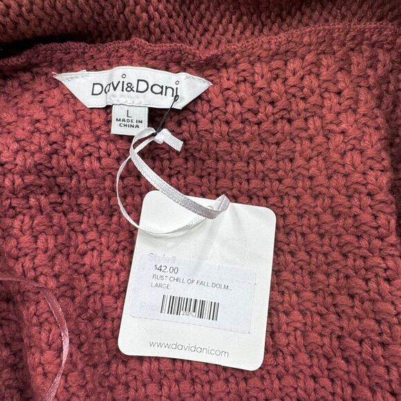 Davi & Dani Chill Of Fall Cardigan Sweater Rust Red Orange NEW - Picture 4 of 11